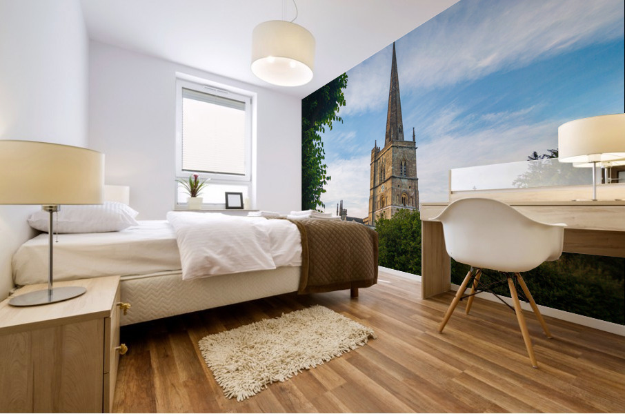 Church and graveyard in Burford Mural print