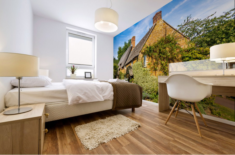 Old cotswold stone house in Ilmington Mural print