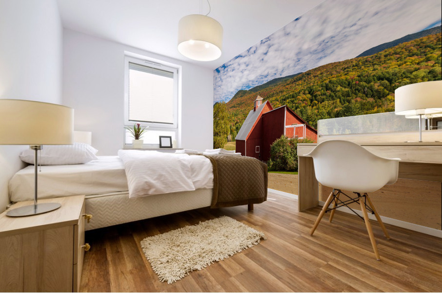 Grandview Farm barn with fall colors in Vermont Impression murale