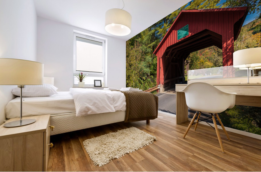 Lower covered bridge in Northfield Falls Vermont Mural print