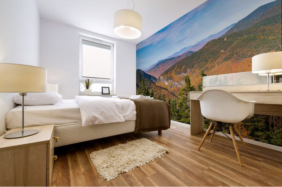 Aerial view of Smugglers Notch in the fall Mural print