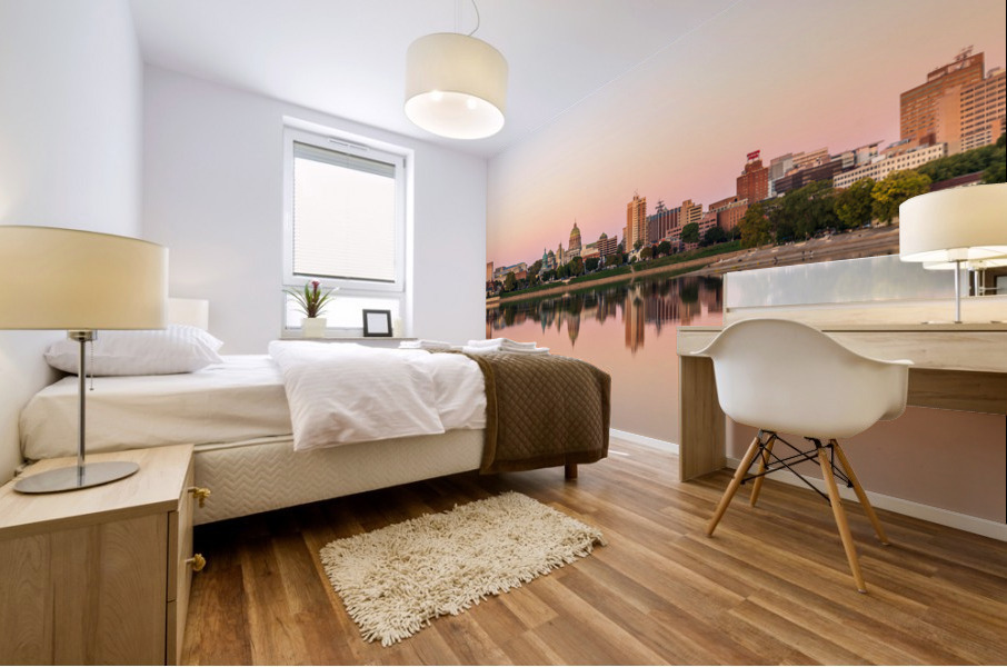 Sunset illuminates the city skyline of Harrisburg in Pennsylvani Mural print