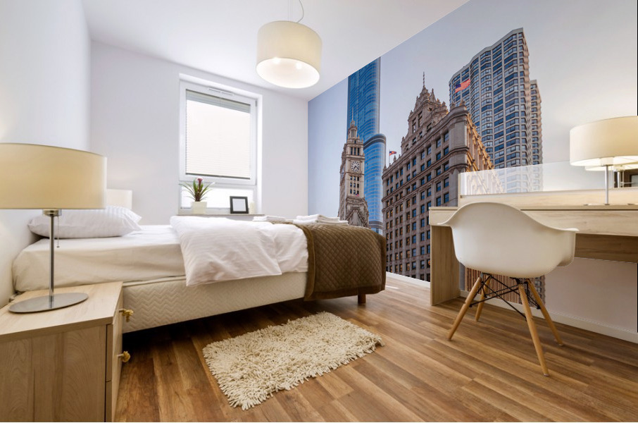 Wrigley building and Trump tower Chicago Impression murale