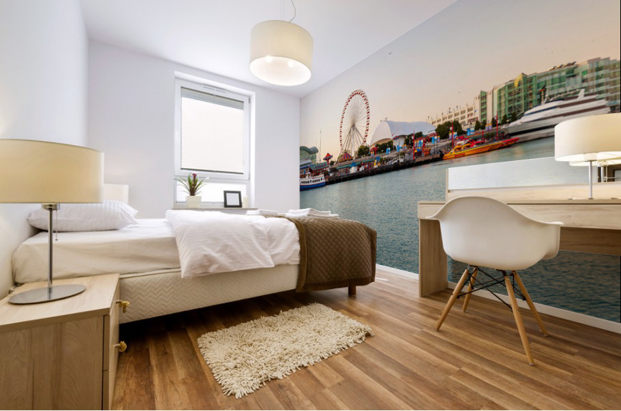 Panorama of Navy Pier in Chicago Mural print