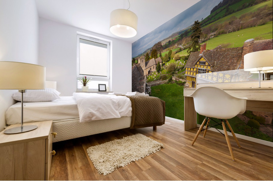 Stokesay Castle in Shropshire on cloudy day Impression murale