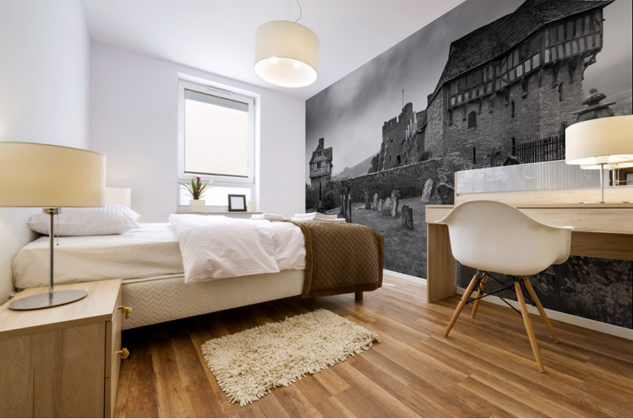 Graveyard by Stokesay castle in Shropshire Impression murale