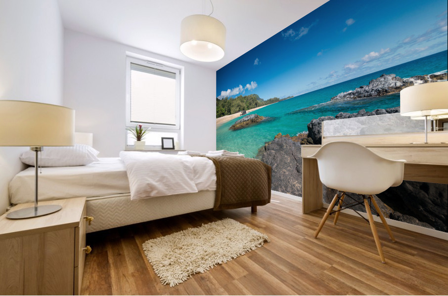 Lumahai Beach Kauai  with rocks Mural print