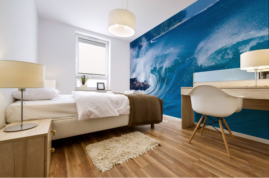 Powerful waves break at Lumahai Beach Kauai Mural print