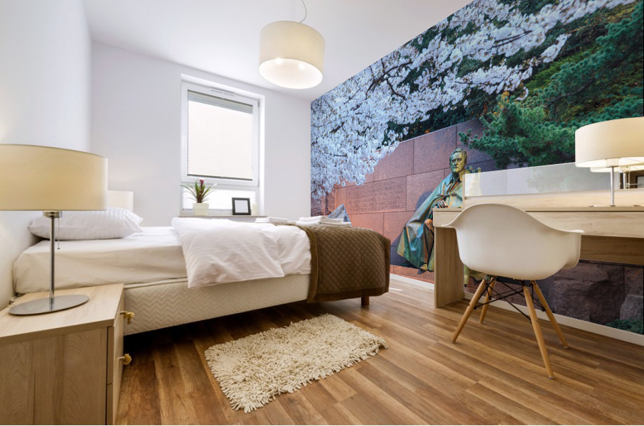 Cherry blossoms and Washington FDR monument Mural print