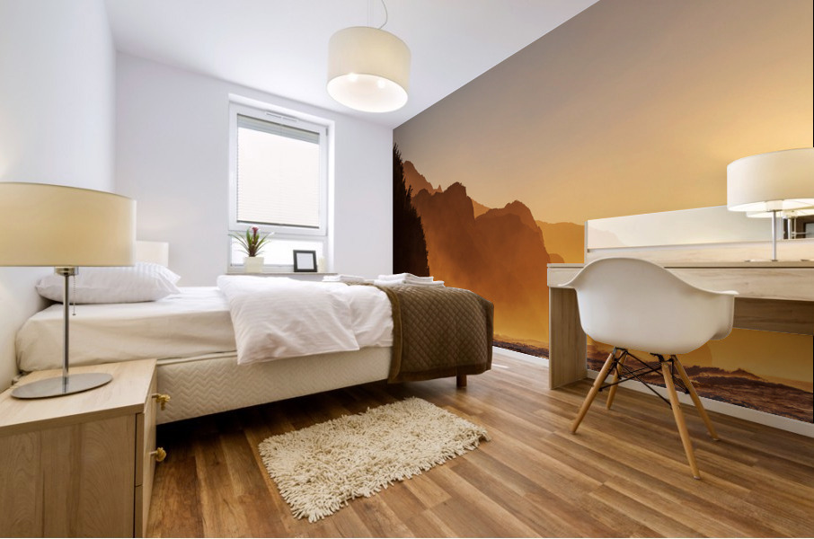 Misty sunset on Na Pali coastline Impression murale