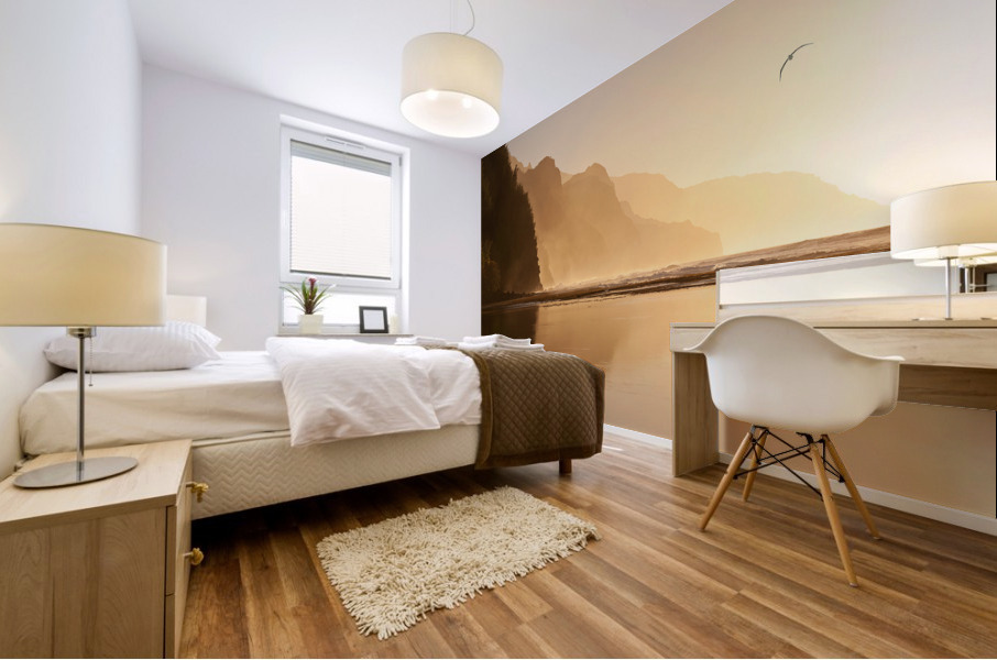 Misty sunset on Na Pali coastline Mural print