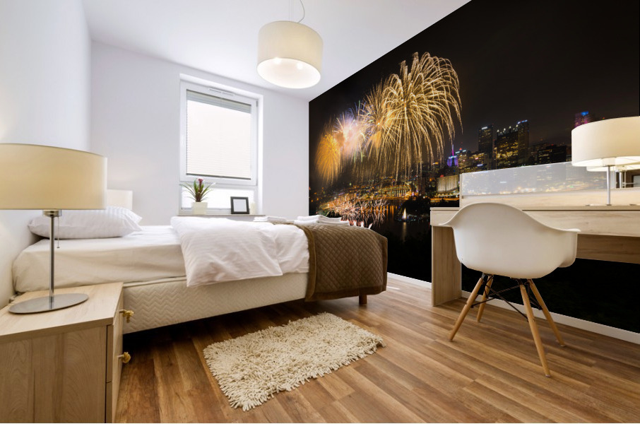 Fireworks over Pittsburgh for Independence Day Mural print