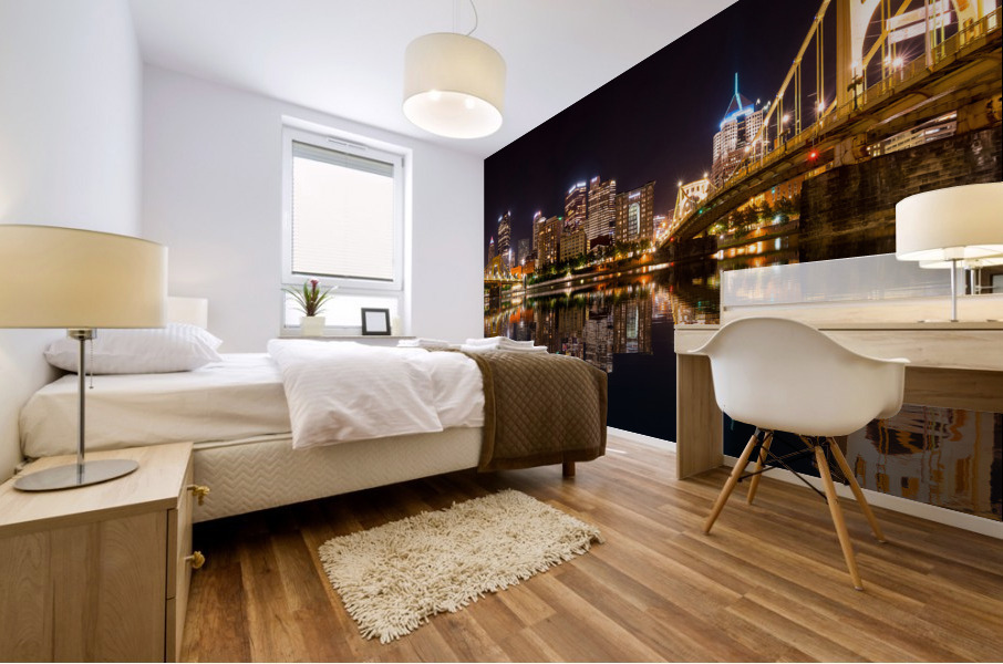 City Skyline of Pittsburgh at night Mural print