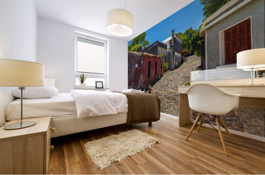 Street of Sighs in historical town of Colonia del Sacramento Mural print