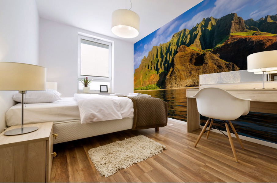 Na Pali coastline taken from cruise along Kauai shore Impression murale