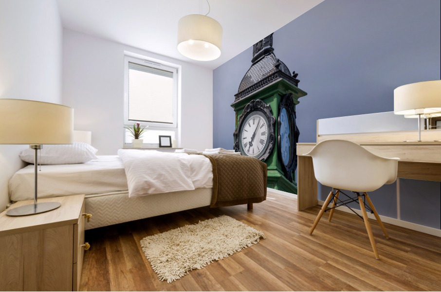 Clock tower and weather station by port in Punta Arenas in Chile Mural print