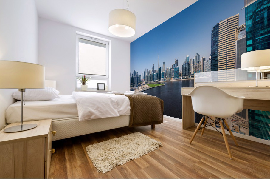 Offices and apartments of Dubai Business Bay with district behin Mural print