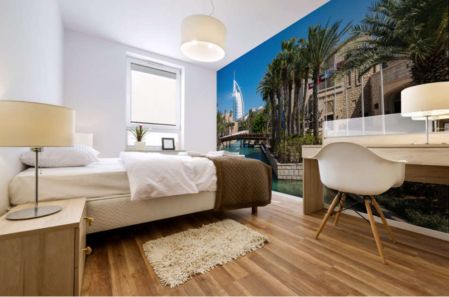 View of waterways around Souk Madinat Jumeirah in Dubai Mural print