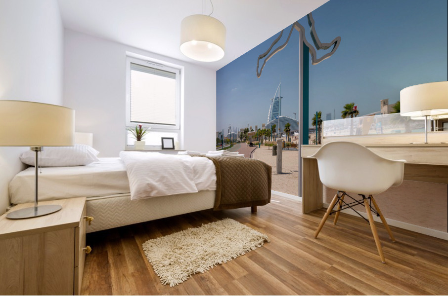 Rubber surface of running track alongside Dubai beach Impression murale