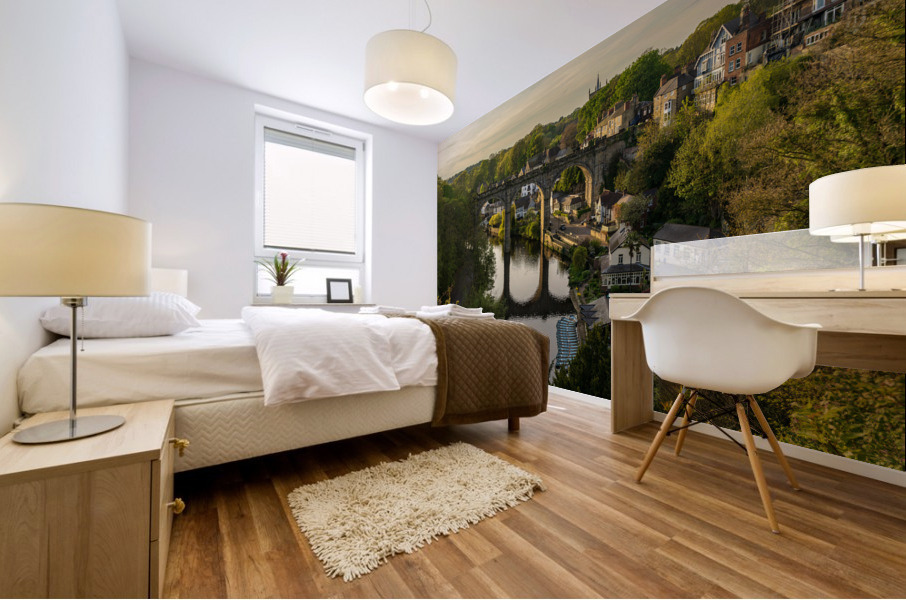 Old stone railway viaduct over River Nidd in Knaresborough Impression murale