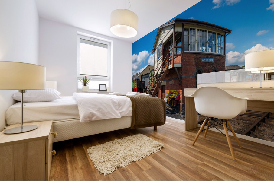 Oswestry South railway signal control box in Shropshire Mural print