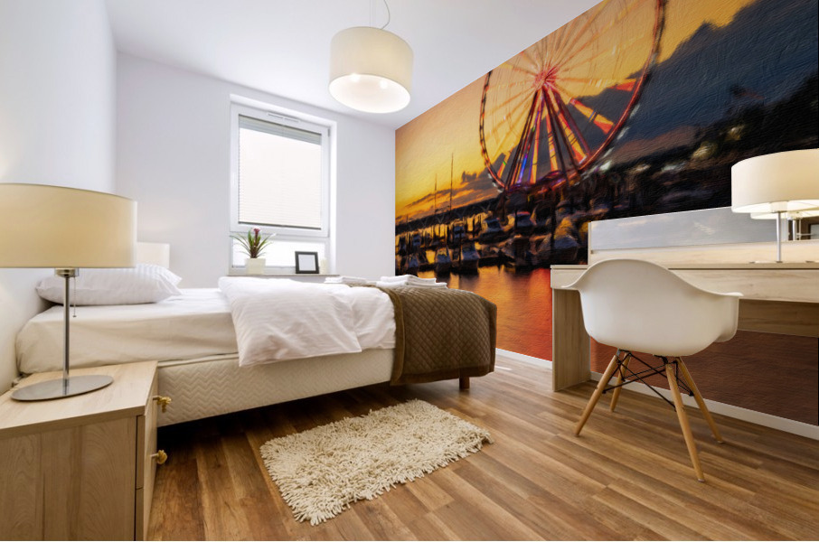 Digital art of Ferris wheel at National Harbor Mural print