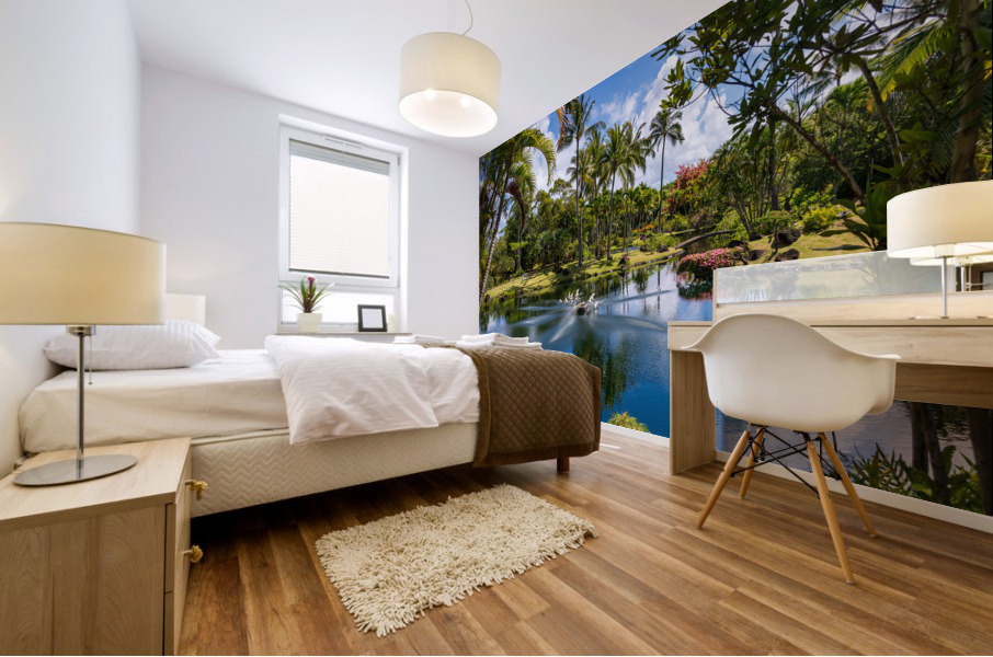 Gorgeous lagoon and lake in the Na Aina Kai sculpture garden Mural print
