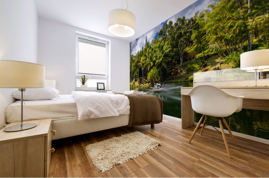 Gorgeous lagoon and lake in the Na Aina Kai sculpture garden Mural print