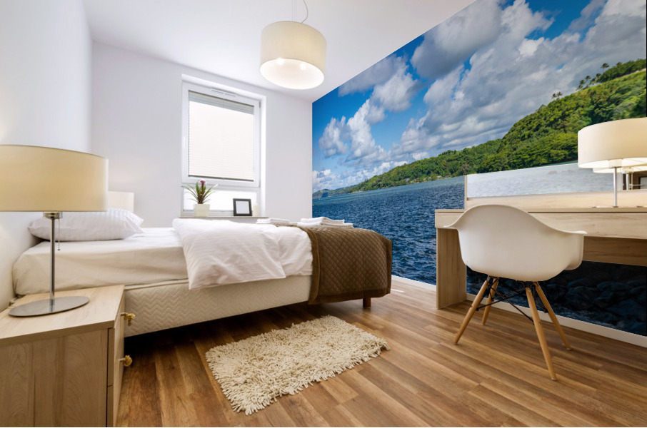 Panoramic view of Princeville coastline on Kauai Impression murale