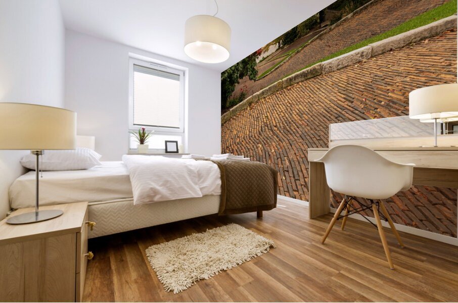 Pattern of bricks on Snake Alley in Burlington Iowa Mural print