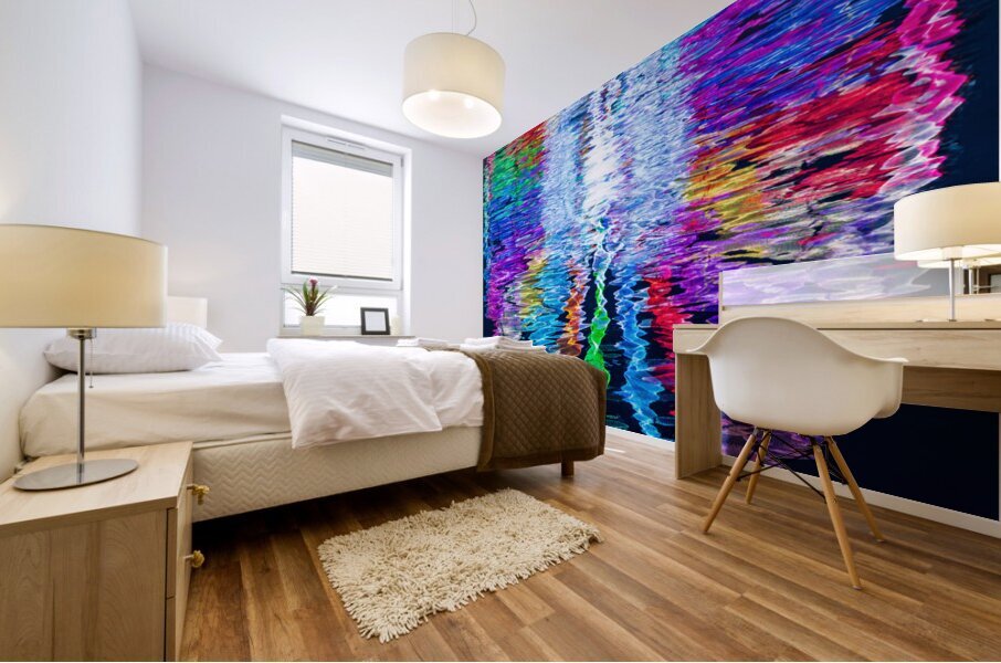 Vertical Reflection of ferris wheel at National Harbor Mural print