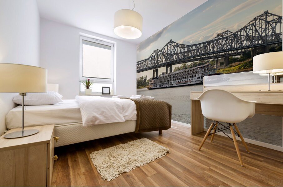 Paddle Steamer American Queen departs from Natchez Mississippi Mural print