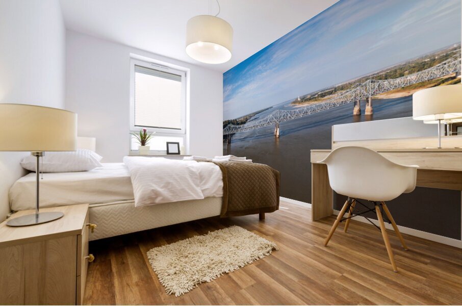 I84 interstate bridge by Natchez MS over Mississippi river in Oc Mural print