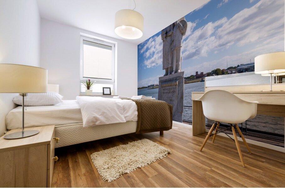 Monument to the Immigrant sculpture in New Orleans Mural print