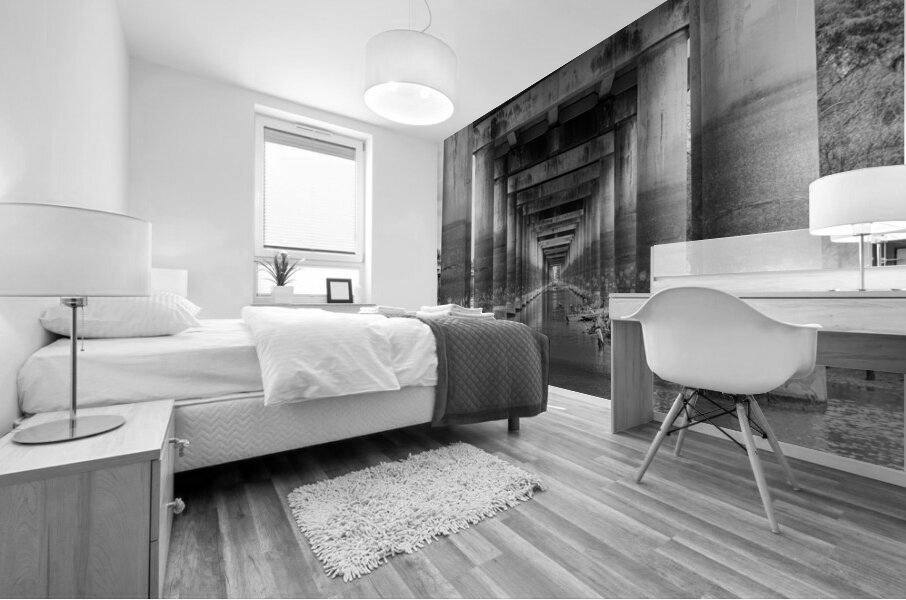 Supporting pillars of I-10 bridge above Atchafalaya basin in Lou Mural print