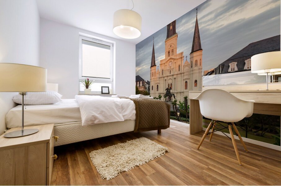 Sunrise on Cathedral Basilica of Saint Louis in New Orleans LA Mural print