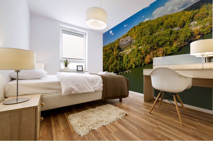 Falls colors surround townhouse development by Cheat Lake in Mor Mural print