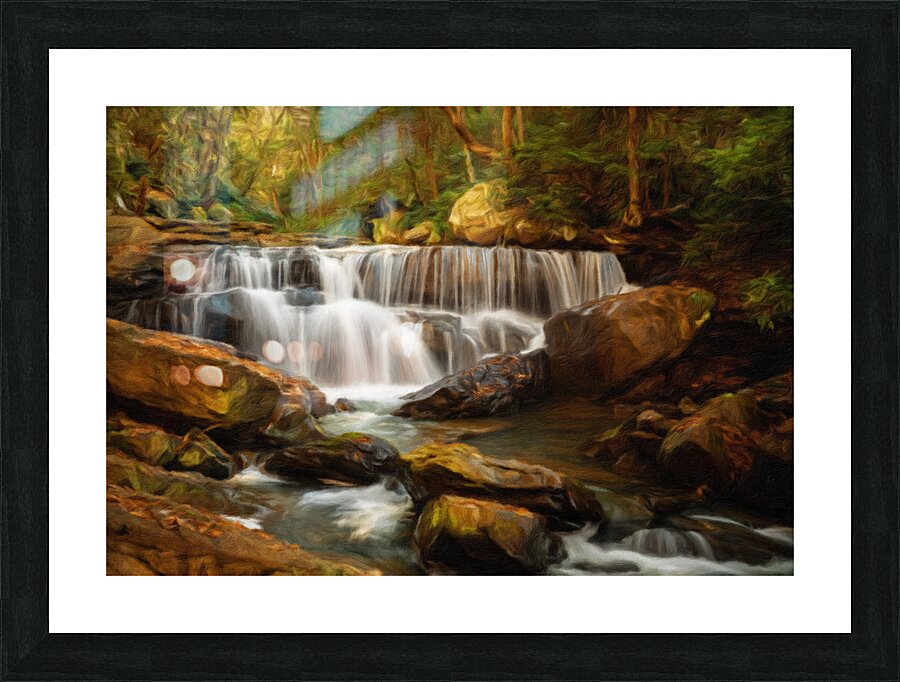 Impressionistic Deckers Creek waterfall in West Virginia Picture Frame print