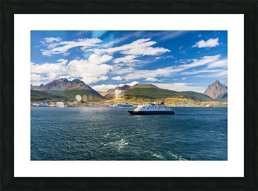 Hebredian Sky expedition cruise ship at anchor in Ushuaia Picture Frame print