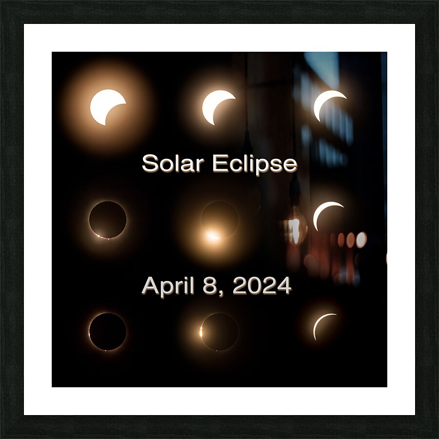 Composite of the stages of 2024 solar eclipse Picture Frame print