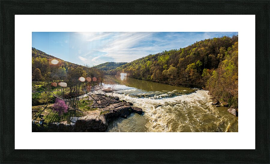 Cascades of flooded Valley Falls on a bright spring morning Picture Frame print
