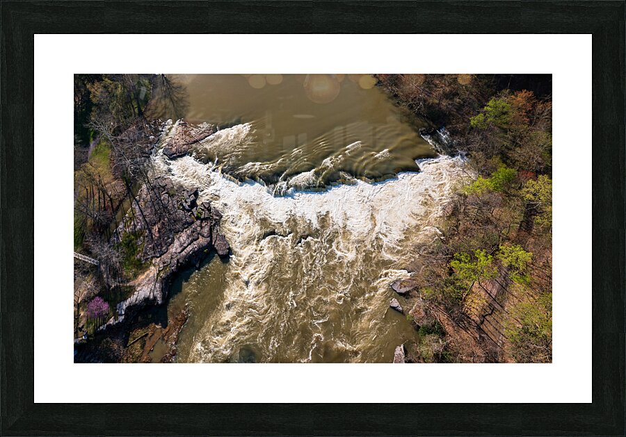 Top down over flooded Valley Falls on a bright spring morning Impression et Cadre photo