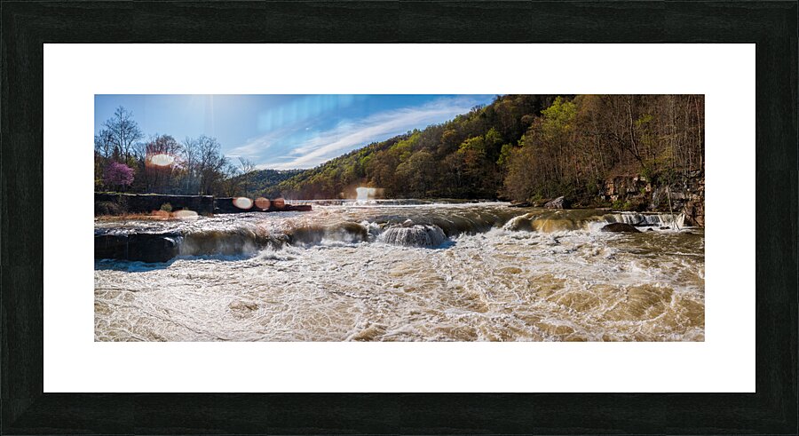Eye level view of raging flooded Valley Falls near Fairmont Picture Frame print