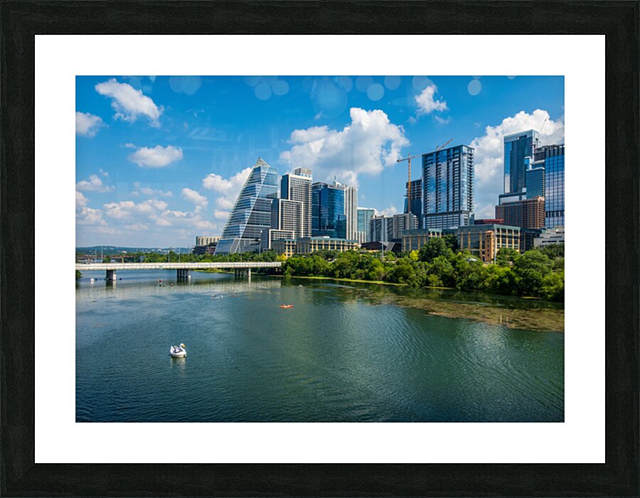 Office Towers View - Austin cityscape across Lady Bird Lake Picture Frame print