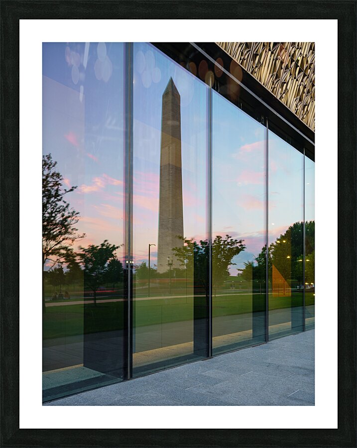 Reflection of Washington in African American Museum Picture Frame print