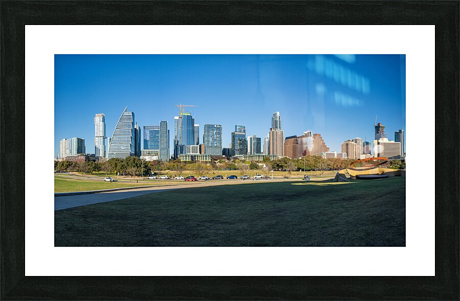 Cityscape of apartments and offices  in downtown Austin Texas Picture Frame print