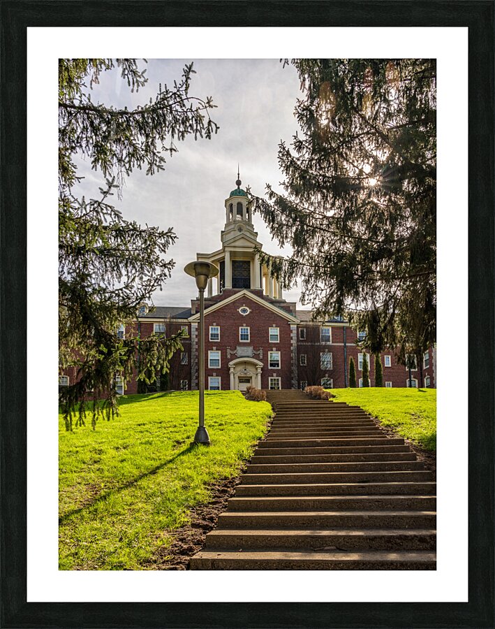 Facade of iconic Stuyvesant Hall at Ohio Wesleyan University Picture Frame print