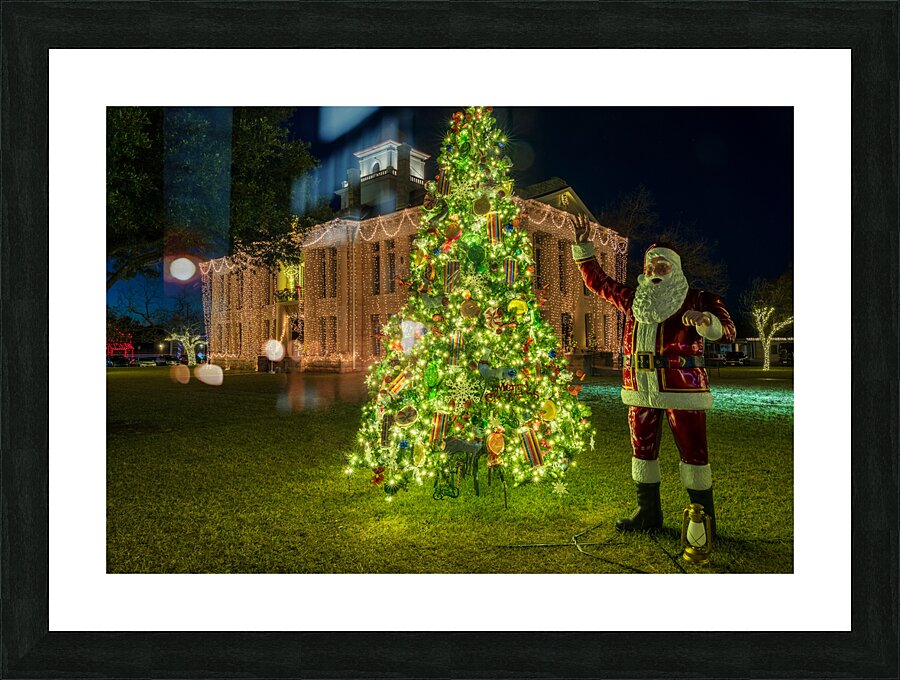 Christmas tree lights spectacular by courthouse in Johnson City Picture Frame print