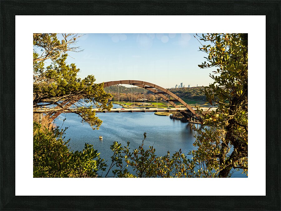 Colorado river and Pennybacker bridge from overlook in Austin Te Picture Frame print