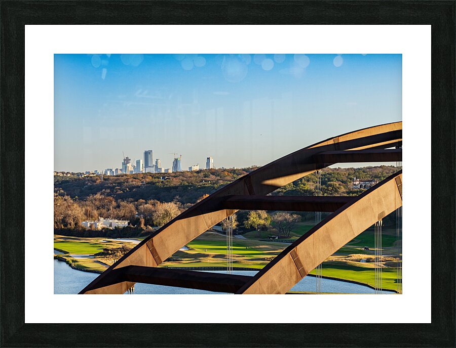 Colorado river and Pennybacker bridge from overlook in Austin Te Picture Frame print